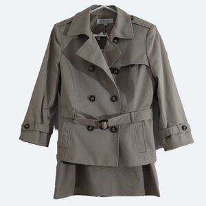 Tahari Arthur S. Levine Beige Short Trench Coat and Skirt Set Sizes 10/8